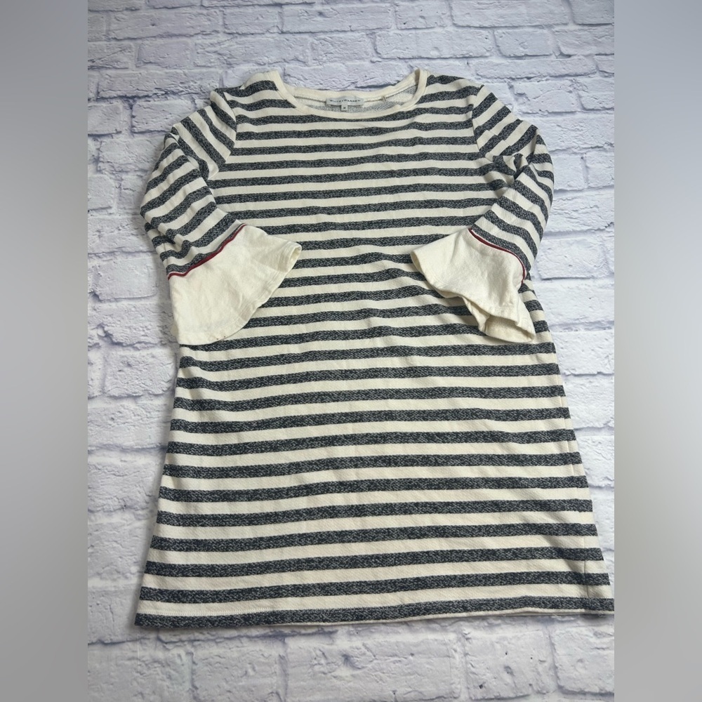 White + Warren Cream and Gray Knit Tunic/ Top. Size Medium.